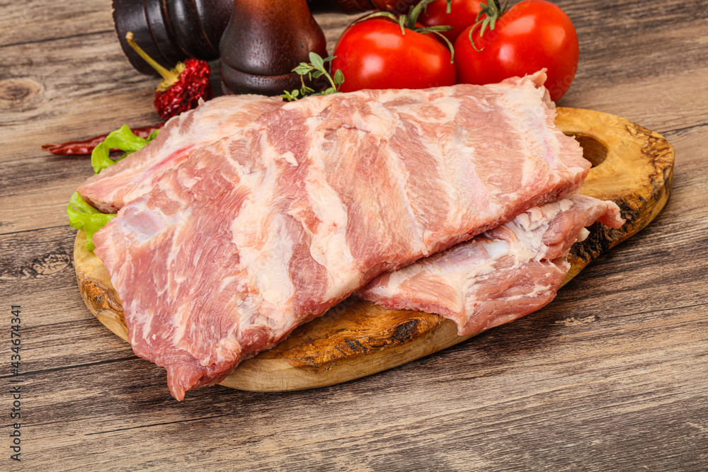 Raw pork ribs for cooking