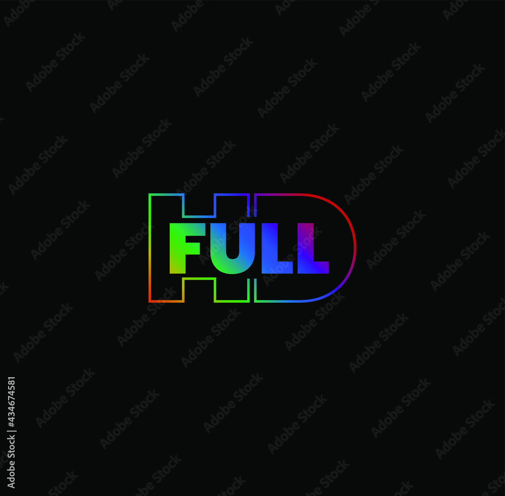 Full HD colorful gradient logo vector. Full HD text logo.