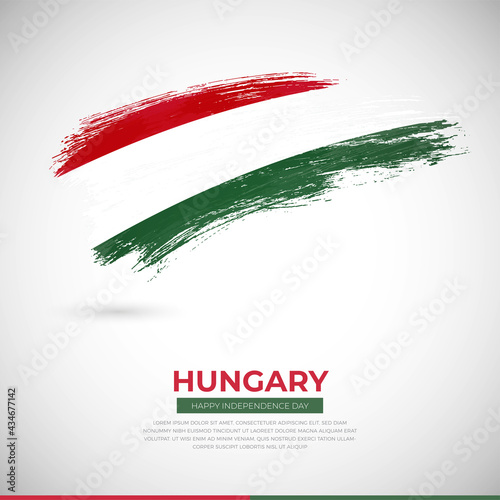 Happy national day of Hungary country. Creative grunge brush of Hungary flag illustration