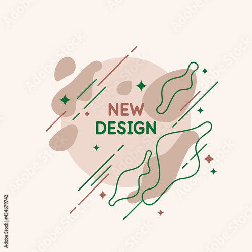 Poster with simple flat organic shapes and lines. A template for placing text.