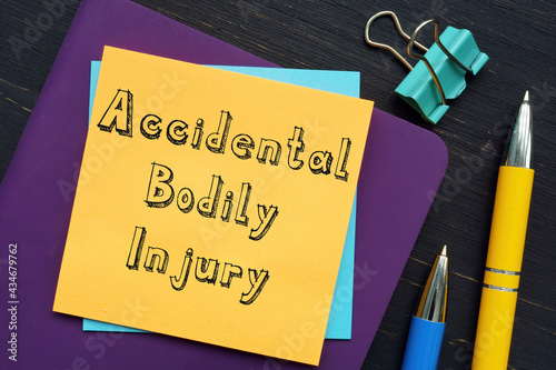  Financial concept about Accidental Bodily Injury with inscription on the sheet.