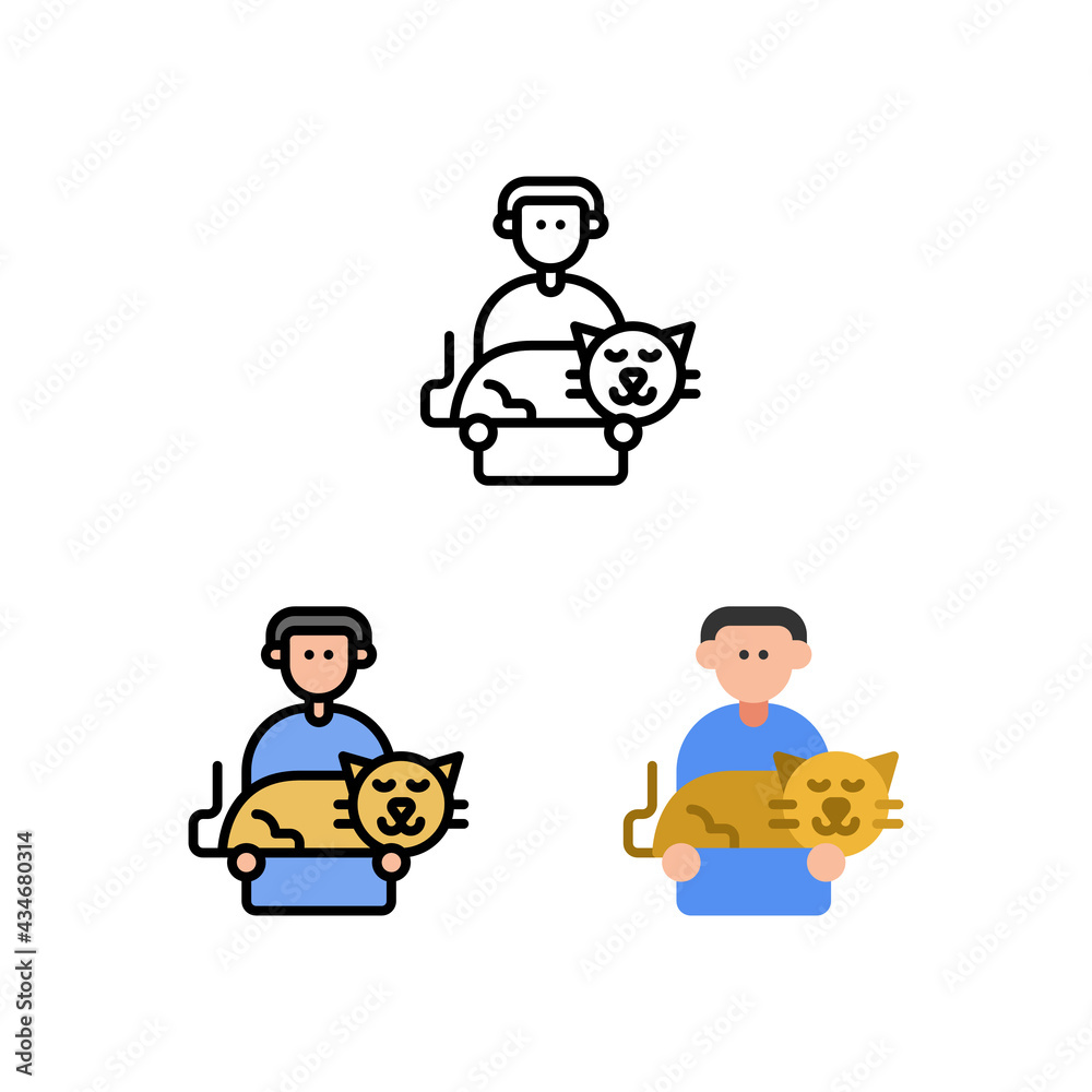 Cat pet human home Icon, Logo, and illustration