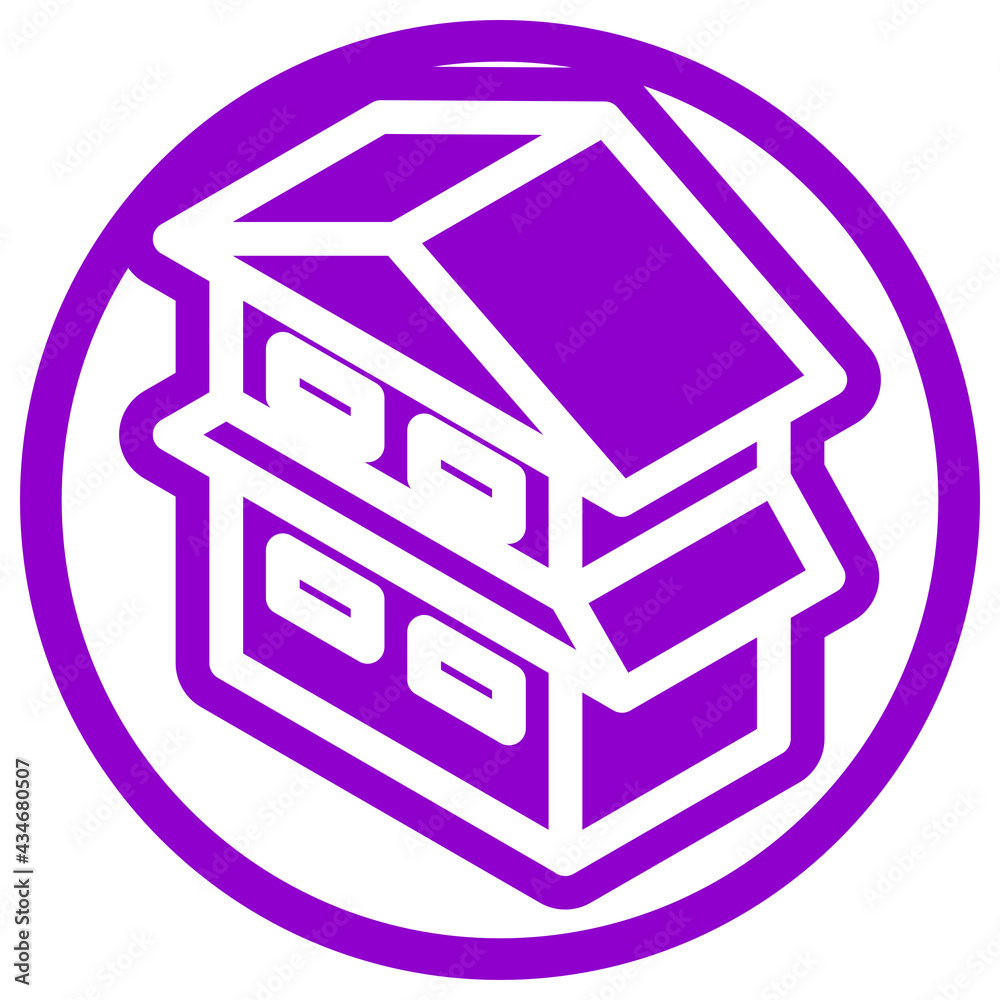 Two story house icon in isometric flat design 04 Two story house icon in isometric flat design 04