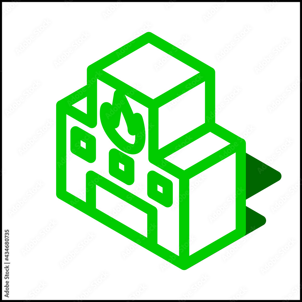 Fototapeta premium Fire station icon in isometric flat design 06