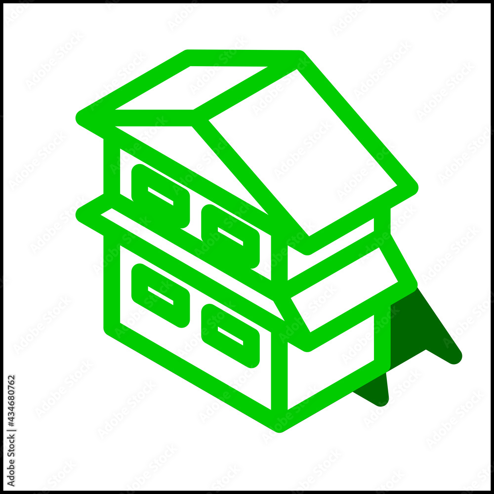 Two story house icon in isometric flat design 06 Two story house icon in isometric flat design 06