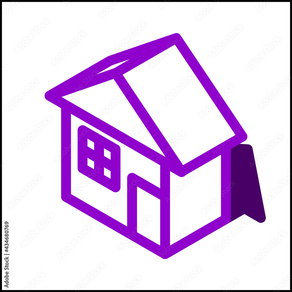 Standard house icon in isometric flat design 08 Standard house icon in isometric flat design 08