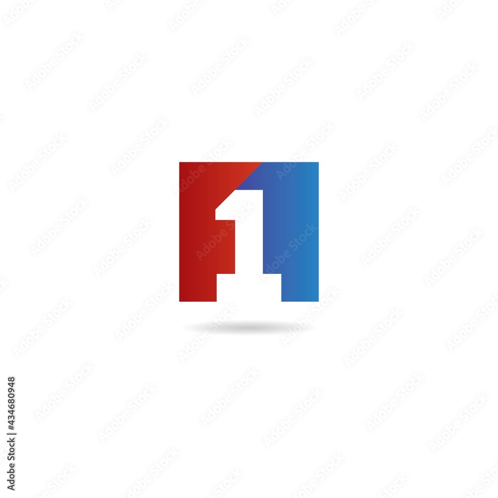 Fototapeta premium number 1 logo design icon inspiration