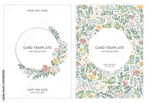 Pastel floral wedding invitation card template design, Vector ornament concept for Art traditional, magazine, book, poster