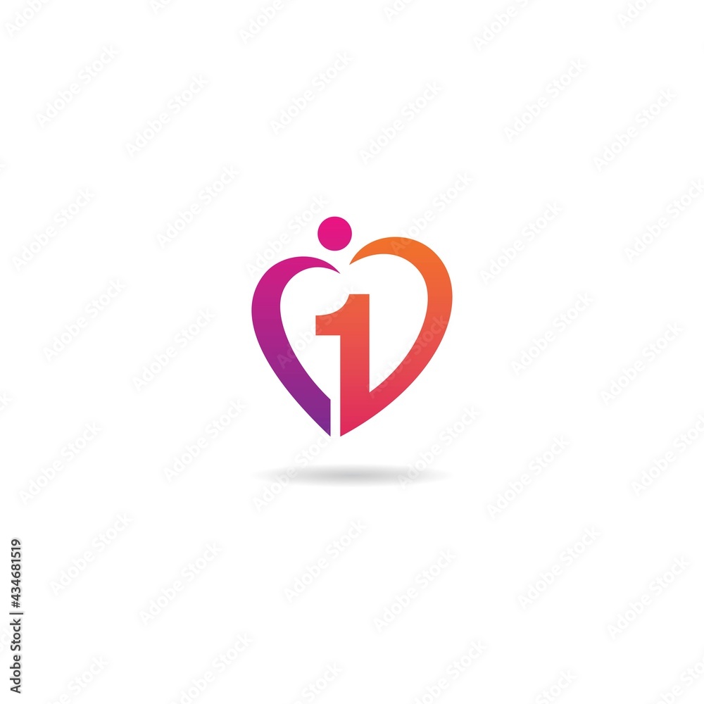number 1 with love logo design icon inspiration number 1 with love logo design icon inspiration