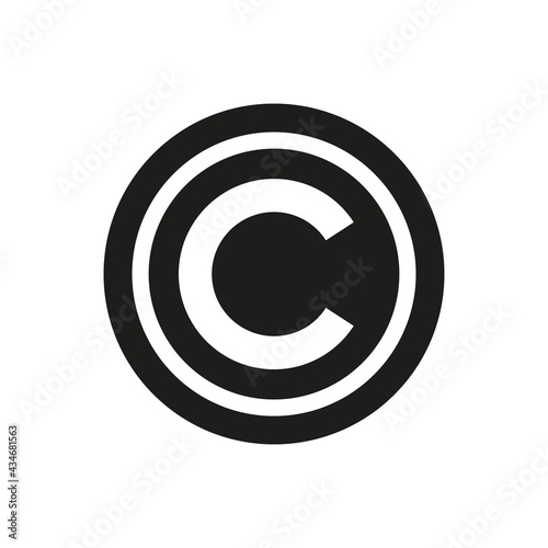 Copyright icon, C letter label for UI design button. Intellectual property protection symbol for websites and mobile apps design.