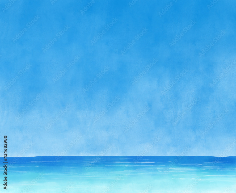 青空　海　夏　イラスト　手描き
