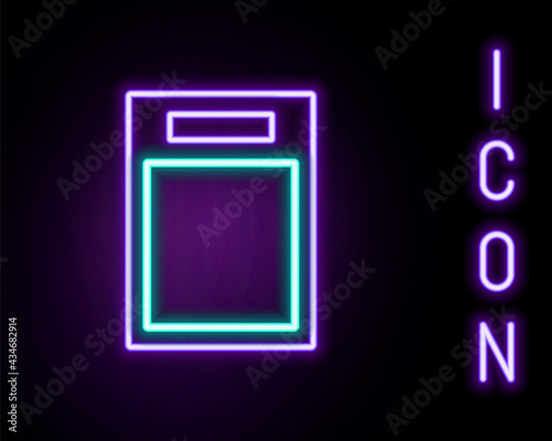 Glowing neon line Cutting board icon isolated on black background. Chopping Board symbol. Colorful outline concept. Vector