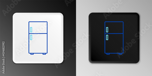 Line Refrigerator icon isolated on grey background. Fridge freezer refrigerator. Household tech and appliances. Colorful outline concept. Vector