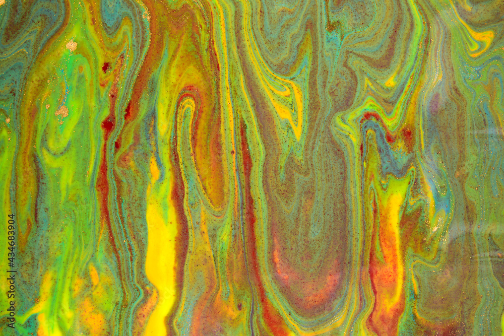 Abstract artwork wave marble pattern. Colorful liquid paint background.