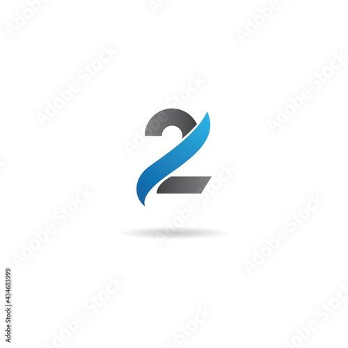 number 2 with swoosh logo design icon inspiration