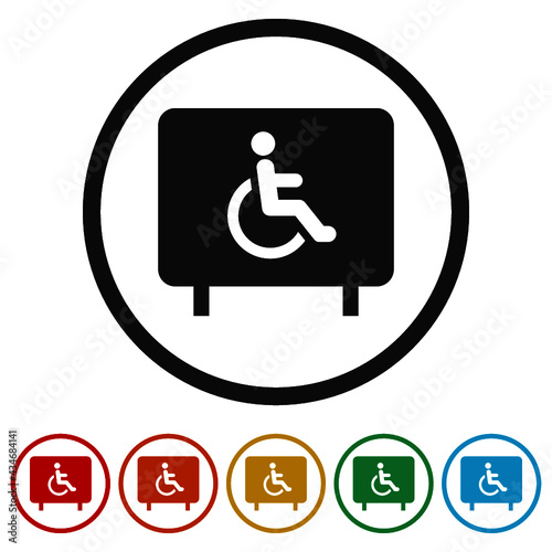 Disabled sign ring icon isolated on white background color set