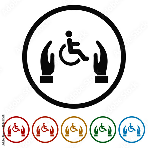 Disabled sign ring icon isolated on white background color set