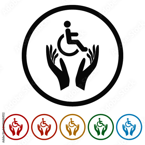Disabled sign ring icon isolated on white background color set