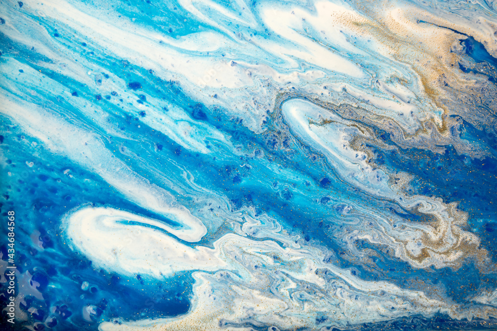 Naklejka premium Abstract marble artwork background. Liquid navy blue print pattern.