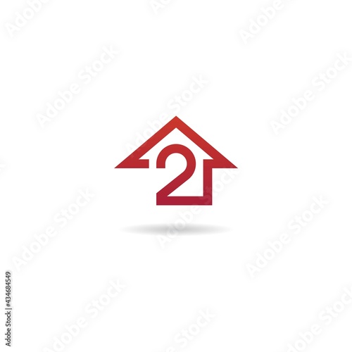 number 2 with home logo design icon inspiration