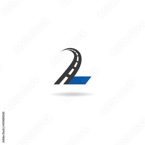 number 2 with road logo design icon inspiration