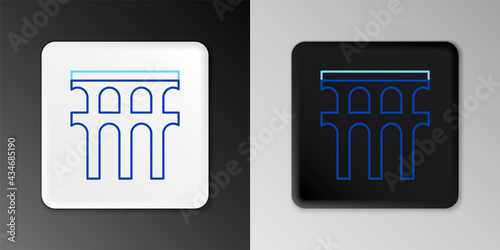 Line Aqueduct of Segovia, Spain icon isolated on grey background. Roman Aqueduct building. National symbol of Spain. Colorful outline concept. Vector