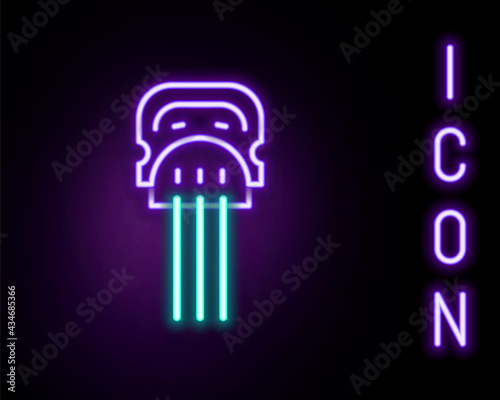 Glowing neon line Flamenco woman accessories icon isolated on black background. Peineta. Spanish comb. Colorful outline concept. Vector