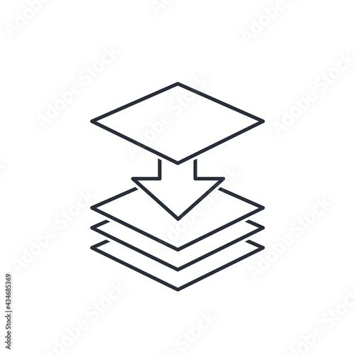 Additional enhancement of software capabilities. Integration process. Vector linear icon isolated on white background.