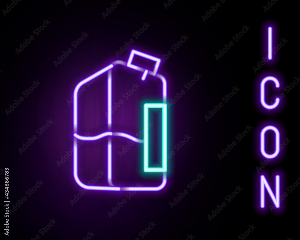Glowing neon line Printer ink bottle icon isolated on black background. Colorful outline concept. Vector Glowing neon line Printer ink bottle icon isolated on black background. Colorful outline concept. Vector