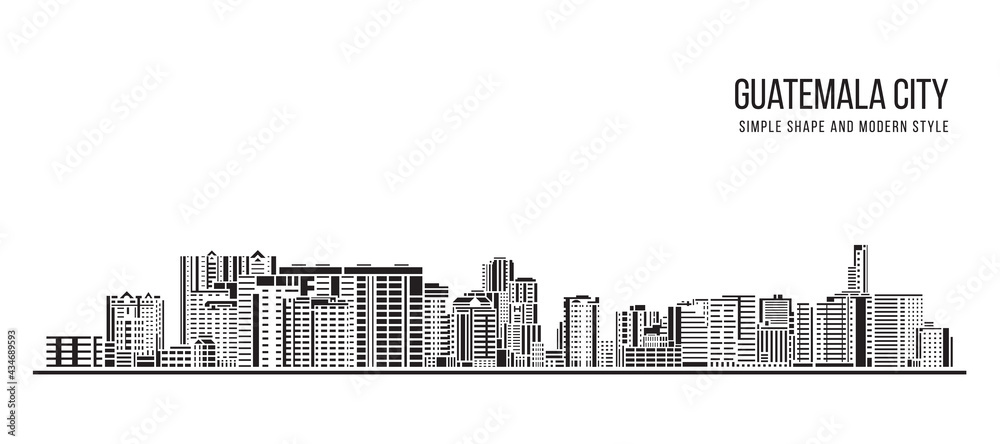Cityscape Building Abstract Simple shape and modern style art Vector design - Guatemala city