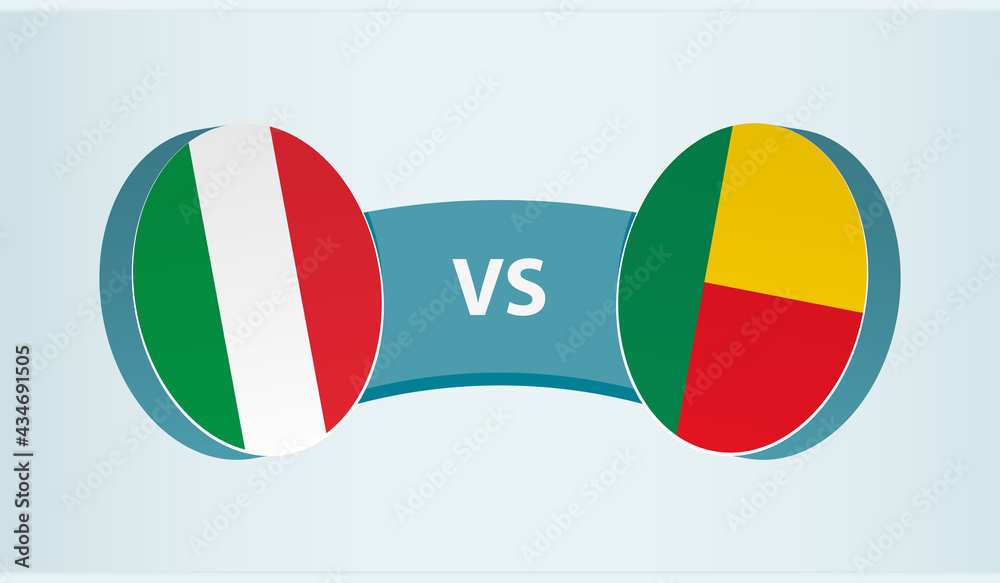 Italy versus Benin, team sports competition concept. Italy versus Benin, team sports competition concept.