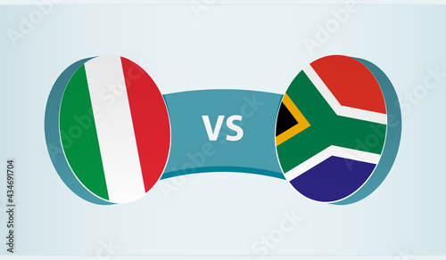 Italy versus South Africa, team sports competition concept.