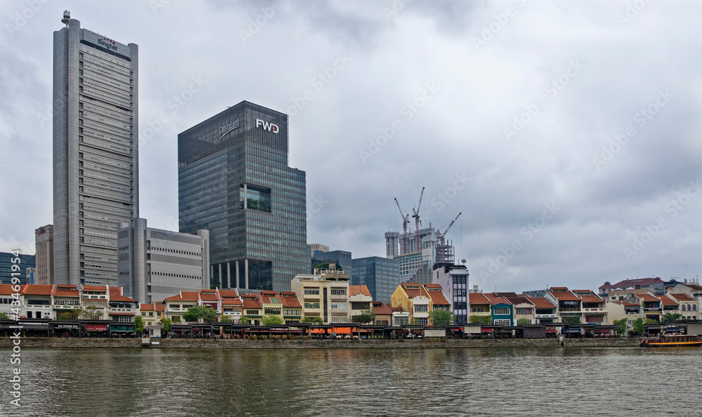  View of the Boat Quay on the River Singapore