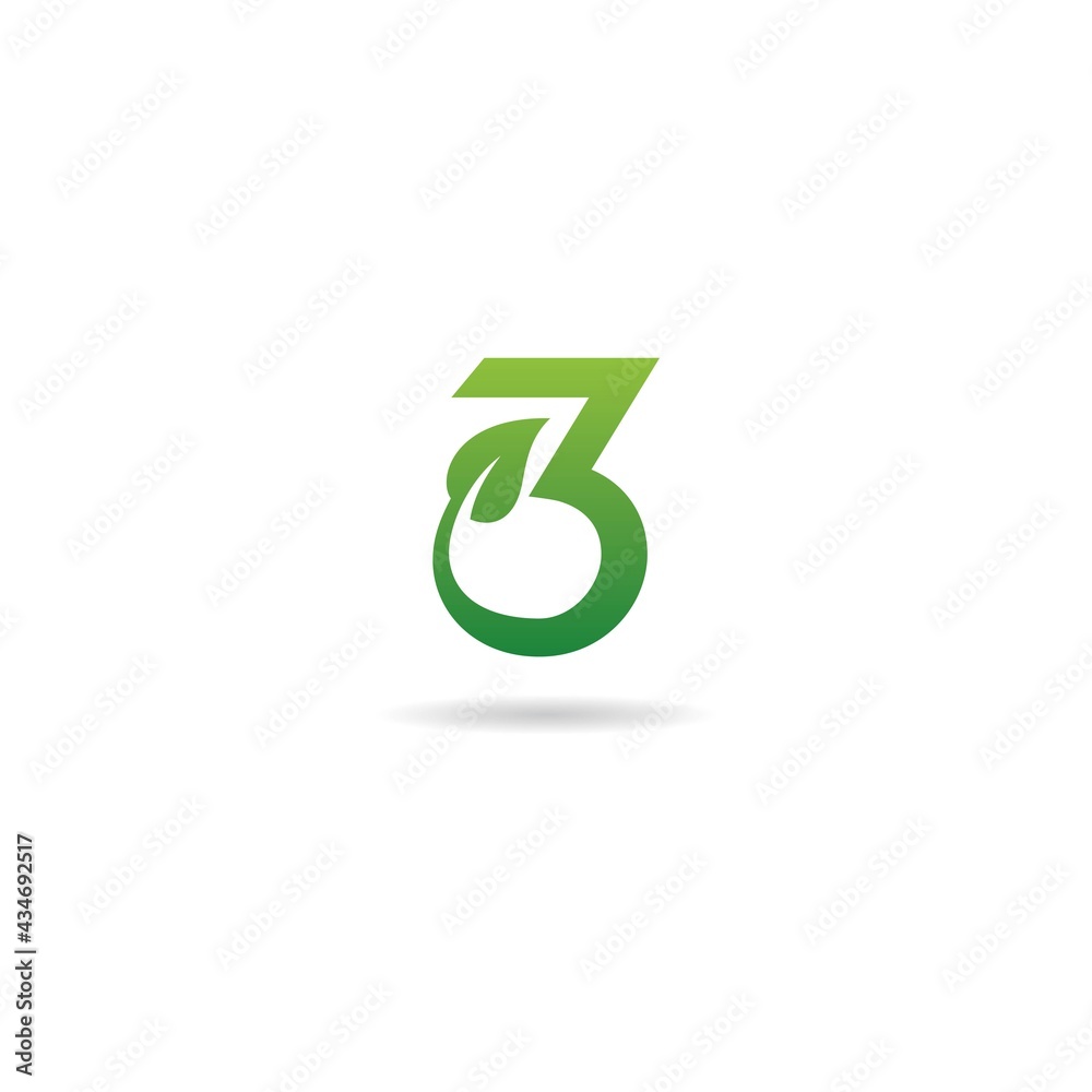 number 3 with leaf logo design icon inspiration number 3 with leaf logo design icon inspiration