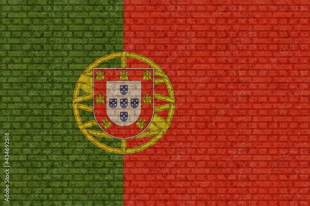 3D Flag of Portugal on brick wall