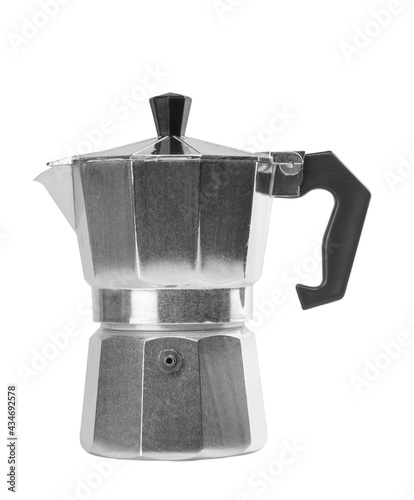 Mokapot coffee pot isolated on white background