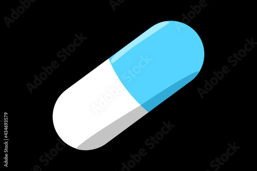 Blue pill isolated on a n black background
