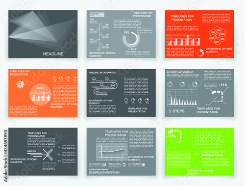 Set of different charts and templates for infographic 