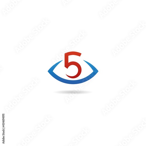 number 5 with eye logo design icon inspiration 