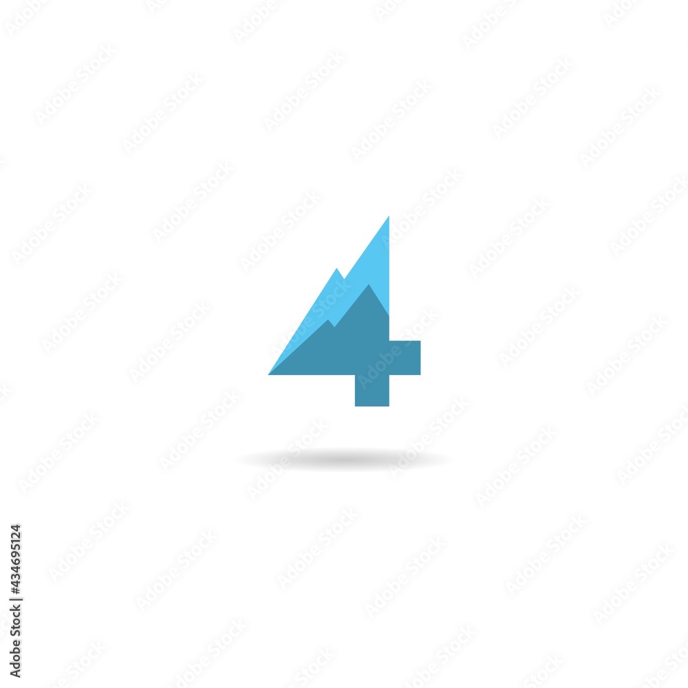 number 4 with mountain logo design icon inspiration number 4 with mountain logo design icon inspiration