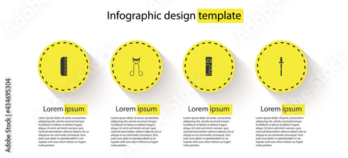 Set Hairbrush, Eyelash curler, Shaving gel foam and Pipette. Business infographic template. Vector