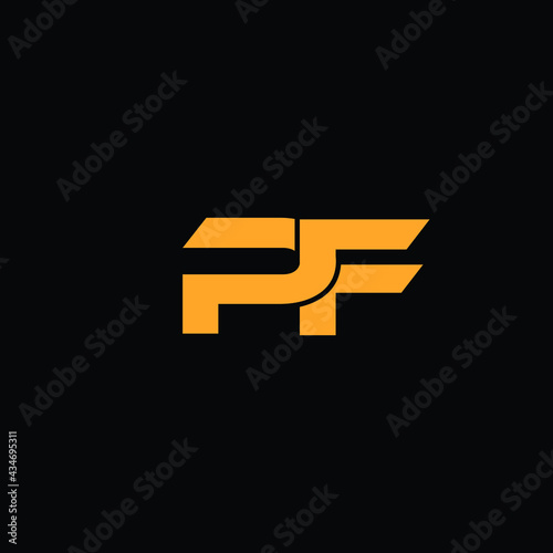 pf modern letter logo design with black background  photo