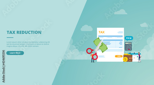 tax deduction or reduction for website design template banner or slide presentation cover photo