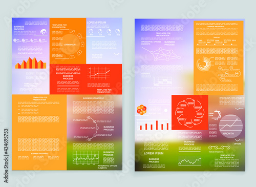 Brochure for business reports, cover layout and infographics