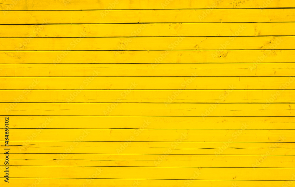 Surface of wooden boards painted with yellow paint. Background Texture. 