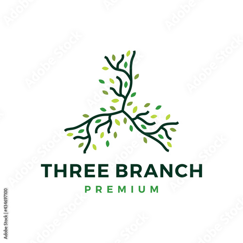 three branch leaf tree logo vector icon illustration