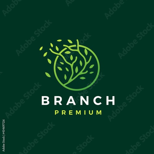tree branch circle leaf tree logo vector icon illustration