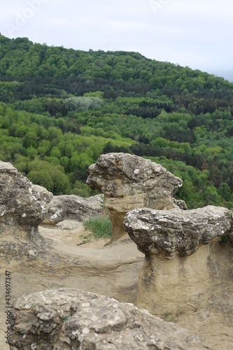 Rock in the mountains in the park of Kislovodsk city. 