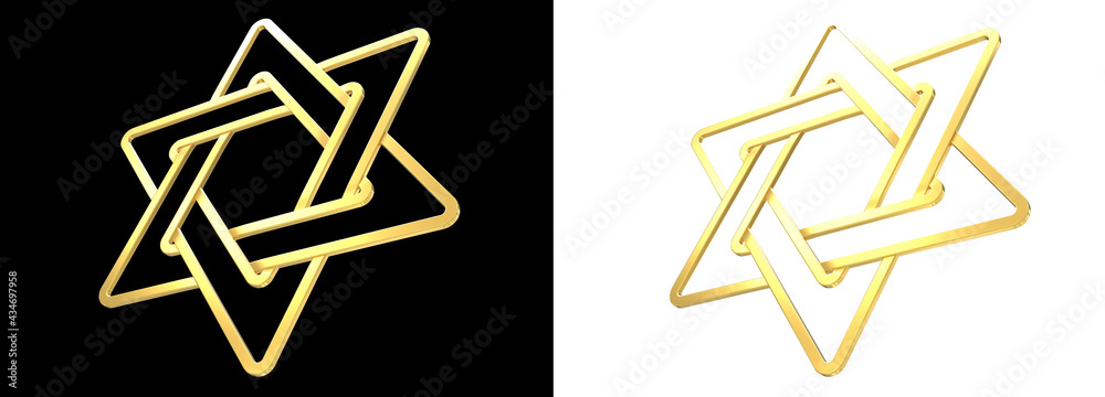 nice golden star of david isolated - creative object 3D rendering nice golden star of david isolated - creative object 3D rendering