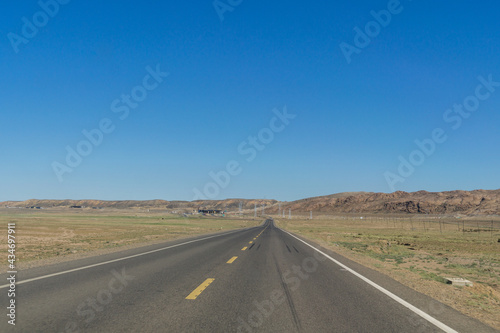 Highway in Gobi desert, Tacheng, Xinjiang Province, China © starxm